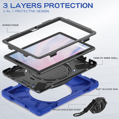 For Amazon Kindle Fire HD10 2023 Silicone Hybrid PC Tablet Case with Holder & Shoulder Strap(Blue) - Amazon by buy2fix | Online Shopping UK | buy2fix