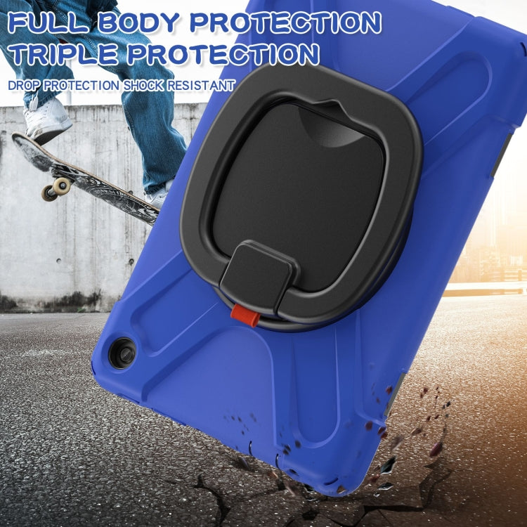 For Amazon Kindle Fire HD10 2023 Silicone Hybrid PC Tablet Case with Holder & Shoulder Strap(Blue) - Amazon by buy2fix | Online Shopping UK | buy2fix