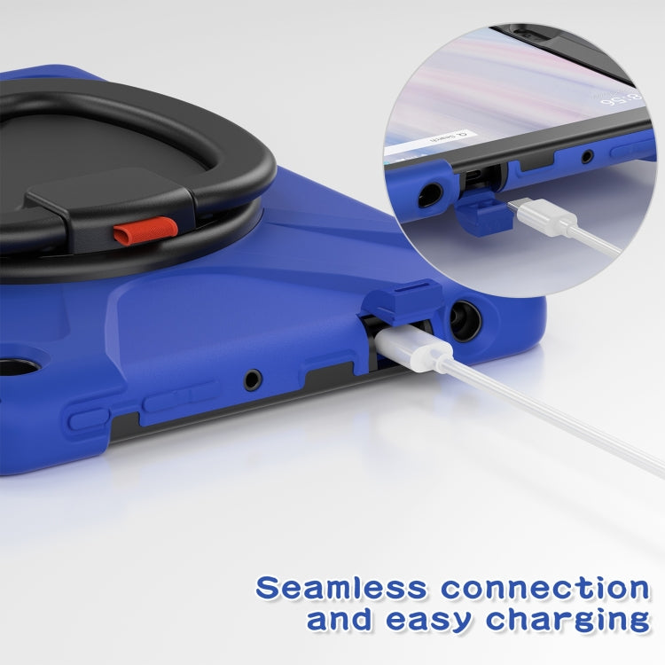 For Amazon Kindle Fire HD10 2023 Silicone Hybrid PC Tablet Case with Holder & Shoulder Strap(Blue) - Amazon by buy2fix | Online Shopping UK | buy2fix