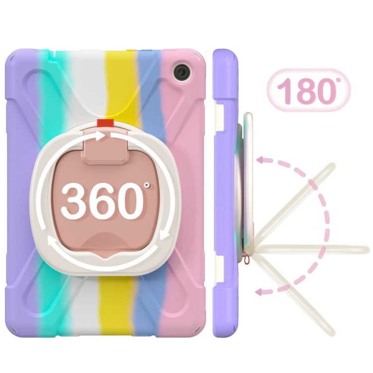 For Amazon Kindle Fire HD10 2023 Silicone Hybrid PC Tablet Case with Holder & Shoulder Strap(Colorful Pink) - Amazon by buy2fix | Online Shopping UK | buy2fix