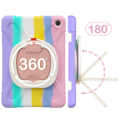 For Amazon Kindle Fire HD10 2023 Silicone Hybrid PC Tablet Case with Holder & Shoulder Strap(Colorful Pink) - Amazon by buy2fix | Online Shopping UK | buy2fix