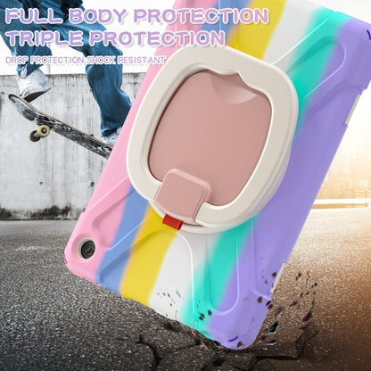 For Amazon Kindle Fire HD10 2023 Silicone Hybrid PC Tablet Case with Holder & Shoulder Strap(Colorful Pink) - Amazon by buy2fix | Online Shopping UK | buy2fix