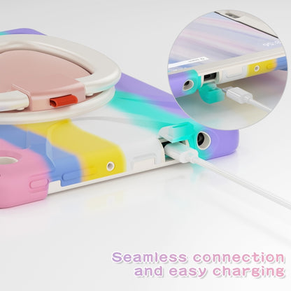 For Amazon Kindle Fire HD10 2023 Silicone Hybrid PC Tablet Case with Holder & Shoulder Strap(Colorful Pink) - Amazon by buy2fix | Online Shopping UK | buy2fix