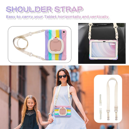 For Amazon Kindle Fire HD10 2023 Silicone Hybrid PC Tablet Case with Holder & Shoulder Strap(Colorful Pink) - Amazon by buy2fix | Online Shopping UK | buy2fix