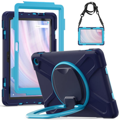 For Amazon Kindle Fire HD10 2023 Silicone Hybrid PC Tablet Case with Holder & Shoulder Strap(Navy Blue) - Amazon by buy2fix | Online Shopping UK | buy2fix
