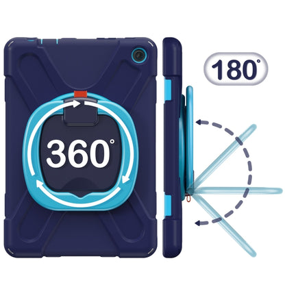 For Amazon Kindle Fire HD10 2023 Silicone Hybrid PC Tablet Case with Holder & Shoulder Strap(Navy Blue) - Amazon by buy2fix | Online Shopping UK | buy2fix