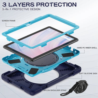 For Amazon Kindle Fire HD10 2023 Silicone Hybrid PC Tablet Case with Holder & Shoulder Strap(Navy Blue) - Amazon by buy2fix | Online Shopping UK | buy2fix