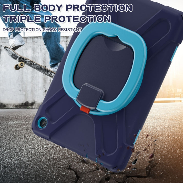 For Amazon Kindle Fire HD10 2023 Silicone Hybrid PC Tablet Case with Holder & Shoulder Strap(Navy Blue) - Amazon by buy2fix | Online Shopping UK | buy2fix