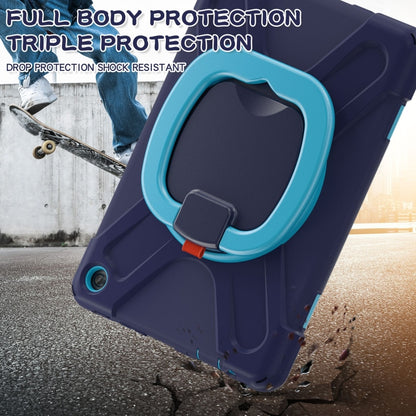 For Amazon Kindle Fire HD10 2023 Silicone Hybrid PC Tablet Case with Holder & Shoulder Strap(Navy Blue) - Amazon by buy2fix | Online Shopping UK | buy2fix