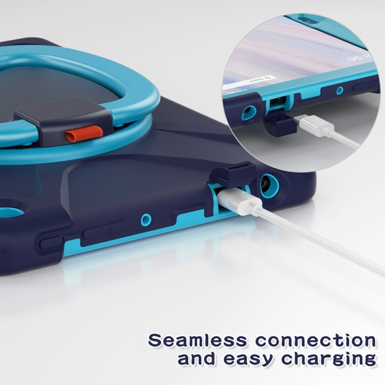 For Amazon Kindle Fire HD10 2023 Silicone Hybrid PC Tablet Case with Holder & Shoulder Strap(Navy Blue) - Amazon by buy2fix | Online Shopping UK | buy2fix