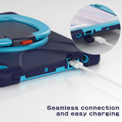 For Amazon Kindle Fire HD10 2023 Silicone Hybrid PC Tablet Case with Holder & Shoulder Strap(Navy Blue) - Amazon by buy2fix | Online Shopping UK | buy2fix