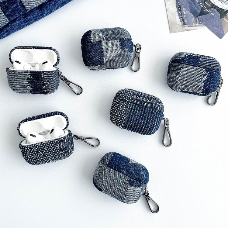 For AirPods 3 Stitching Denim Cloth Bluetooth Earphone Protective Case(Grid) by buy2fix