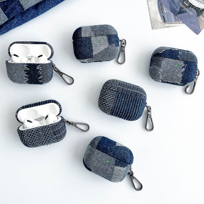 For AirPods 3 Stitching Denim Cloth Bluetooth Earphone Protective Case(Rhombus) - For AirPods 3 by buy2fix | Online Shopping UK | buy2fix