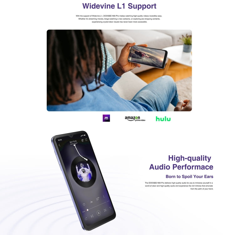 [HK Warehouse] DOOGEE N50 Pro, 8GB+256GB, Side Fingerprint, 6.52 inch Android 13 Spreadtrum T606 Octa Core 1.6GHz, Network: 4G, OTG(Purple) - DOOGEE by DOOGEE | Online Shopping UK | buy2fix