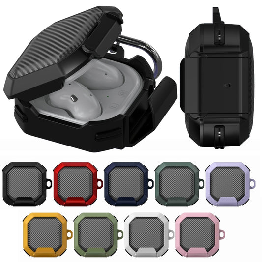 For Galaxy Buds Live / Pro /2 /2 Pro / FE Carbon Fiber TPU Hybrid PC Case with Hook(Yellow) by buy2fix