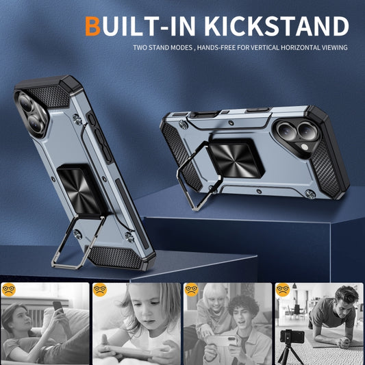 For iPhone 16 Pro Shockproof Metal Holder Phone Case(Grey) by buy2fix