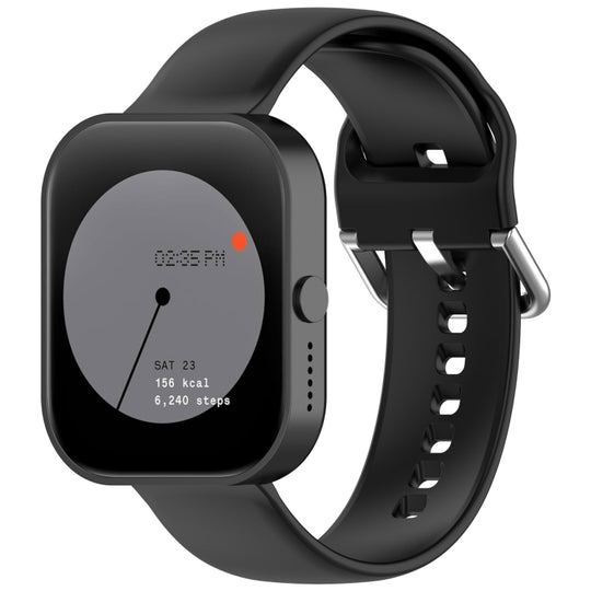 For Nothing CMF Watch Pro D395 / Watch Pro 2 22mm Solid Color Silver Buckle Silicone Watch Band, Size:L(Black)