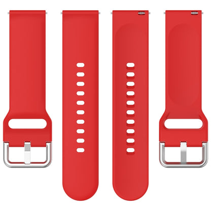 For CMF Watch Pro D395 22mm Solid Color Silver Buckle Silicone Watch Band, Size:L(Red) - Watch Bands by buy2fix | Online Shopping UK | buy2fix