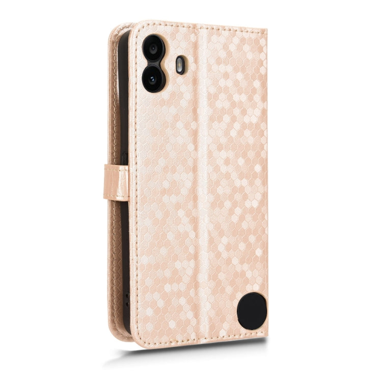 For Nothing CMF Phone 1 Honeycomb Dot Texture Leather Phone Case(Gold) - Nothing Cases by buy2fix | Online Shopping UK | buy2fix