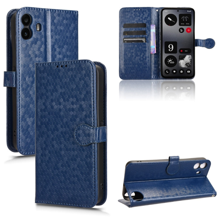 For Nothing CMF Phone 1 Honeycomb Dot Texture Leather Phone Case(Blue) - Nothing Cases by buy2fix | Online Shopping UK | buy2fix