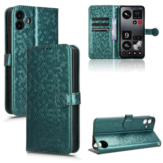 For Nothing CMF Phone 1 Honeycomb Dot Texture Leather Phone Case(Green) - Nothing Cases by buy2fix | Online Shopping UK | buy2fix