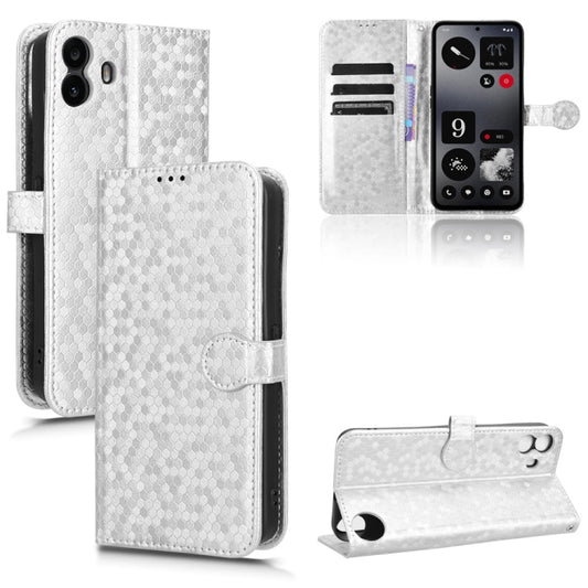 For Nothing CMF Phone 1 Honeycomb Dot Texture Leather Phone Case(Silver) - Nothing Cases by buy2fix | Online Shopping UK | buy2fix