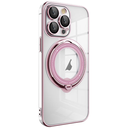 For iPhone 16 Pro Electroplating MagSafe 360 Degree Rotation Holder Shockproof Phone Case(Pink) - iPhone 16 Pro Cases by buy2fix | Online Shopping UK | buy2fix