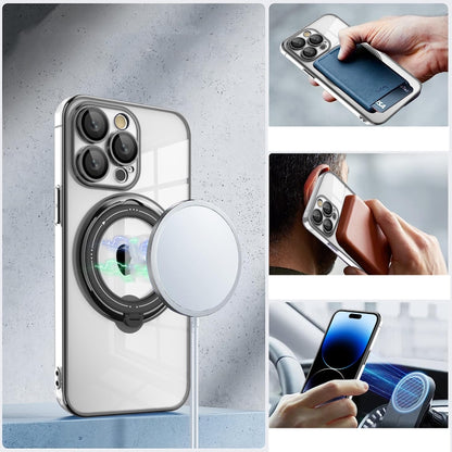 For iPhone 13 Electroplating MagSafe 360 Degree Rotation Holder Shockproof Phone Case(Dark Green) by buy2fix