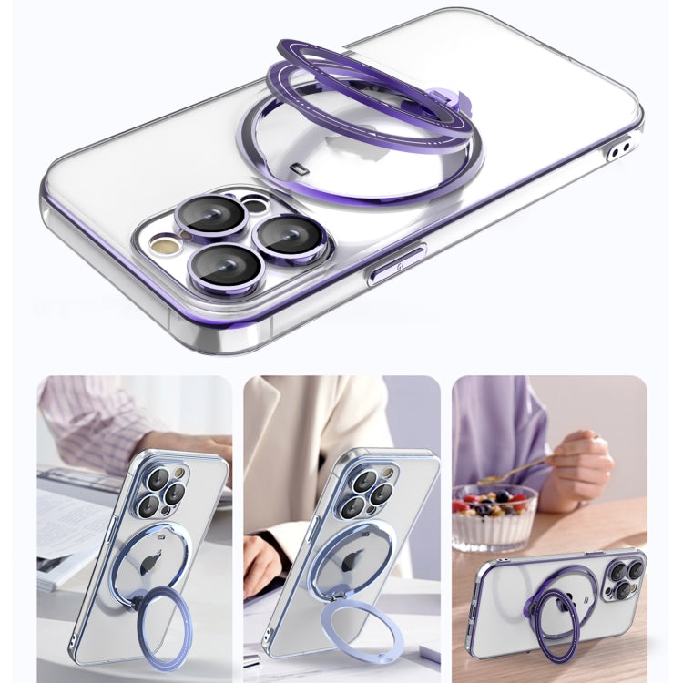 For iPhone 13 Pro Max Electroplating MagSafe 360 Degree Rotation Holder Shockproof Phone Case(Dark Purple) - iPhone 13 Pro Max Cases by buy2fix | Online Shopping UK | buy2fix