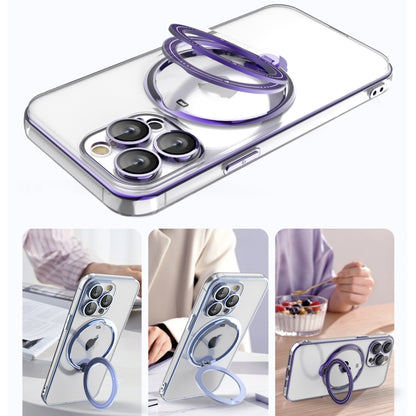 For iPhone 11 Pro Max Electroplating MagSafe 360 Degree Rotation Holder Shockproof Phone Case(Dark Purple) - iPhone 11 Pro Max Cases by buy2fix | Online Shopping UK | buy2fix