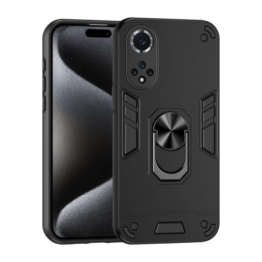 For Huawei nova 9 Shockproof Metal Ring Holder Phone Case(Black) - Huawei Cases by buy2fix | Online Shopping UK | buy2fix