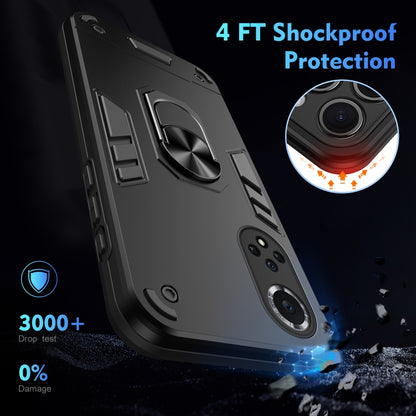 For Huawei nova 9 Shockproof Metal Ring Holder Phone Case(Black) - Huawei Cases by buy2fix | Online Shopping UK | buy2fix