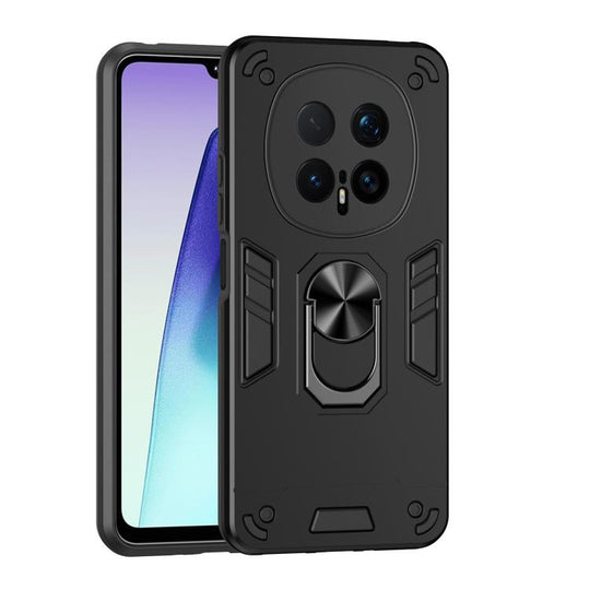 For Honor Magic8 Pro Shockproof Metal Ring Holder Phone Case(Black)