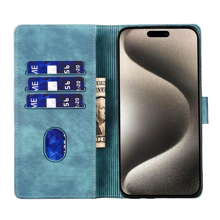 For iPhone Air Pen Heart Cat Embossed Leather Phone Case(Blue) - iPhone Air Cases by buy2fix | Online Shopping UK | buy2fix