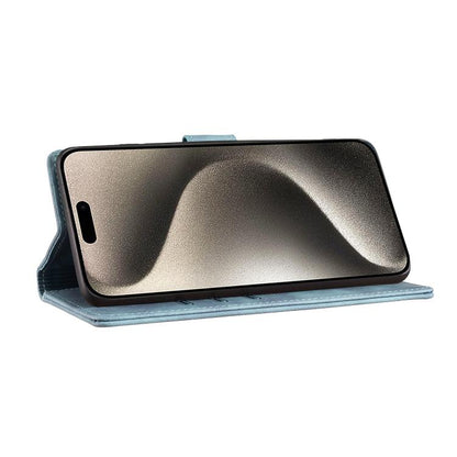 For iPhone Air Pen Heart Cat Embossed Leather Phone Case(Blue) - iPhone Air Cases by buy2fix | Online Shopping UK | buy2fix