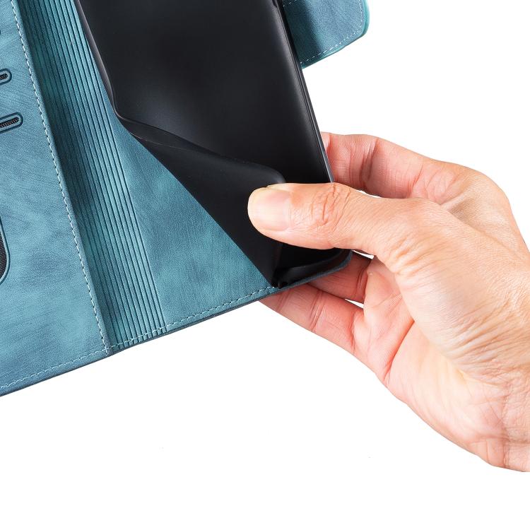 For iPhone Air Pen Heart Cat Embossed Leather Phone Case(Blue) - iPhone Air Cases by buy2fix | Online Shopping UK | buy2fix