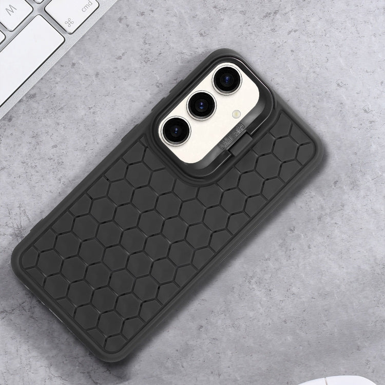 For Samsung Galaxy A15 4G/5G Honeycomb Radiating Lens Holder TPU Phone Case(Black) - Galaxy Phone Cases by buy2fix | Online Shopping UK | buy2fix