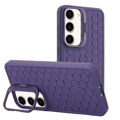 For Samsung Galaxy S23 5G Honeycomb Radiating Lens Holder TPU Phone Case(Purple) - Galaxy S23 5G Cases by buy2fix | Online Shopping UK | buy2fix