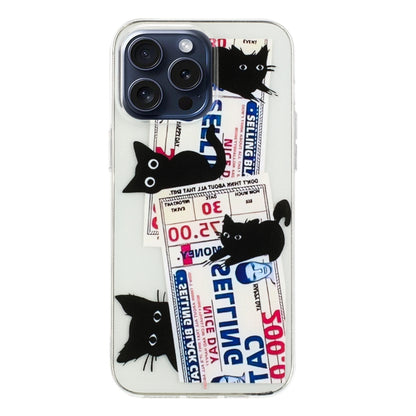 For iPhone 16 Pro Colorful Painting Pattern TPU Phone Case(Black Cat) - iPhone 16 Pro Cases by buy2fix | Online Shopping UK | buy2fix