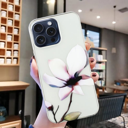 For iPhone 16 Pro Colorful Painting Pattern TPU Phone Case(White Flowers) by buy2fix