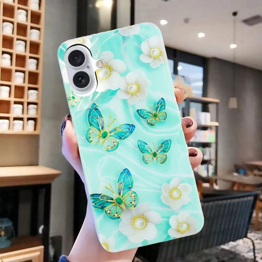 For iPhone 16 Colorful Painting Pattern TPU Phone Case(Butterflies) by buy2fix
