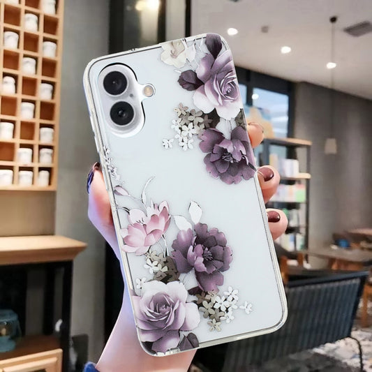 For iPhone 16 Colorful Painting Pattern TPU Phone Case(Peony) by buy2fix