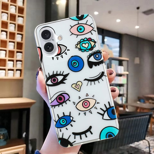 For iPhone 16 Colorful Painting Pattern TPU Phone Case(Eye Monster) by buy2fix