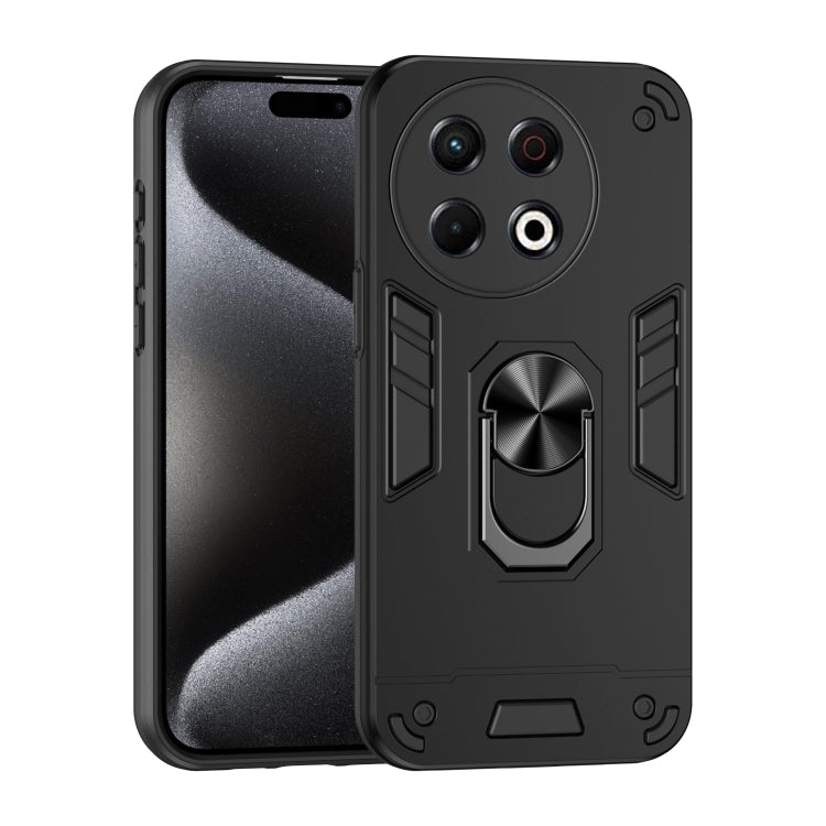 For Tecno Spark 30 Pro Shockproof Metal Ring Holder Phone Case(Black) by buy2fix