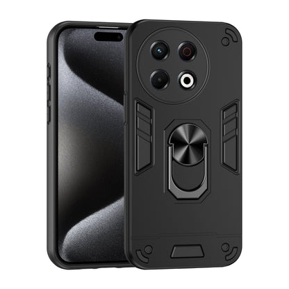 For Tecno Spark 30 Pro Shockproof Metal Ring Holder Phone Case(Black) by buy2fix