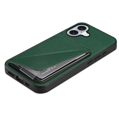 For iPhone 16 D04 Calf Texture Dual Card Slot Holder Phone Case(Green) - iPhone 16 Cases by buy2fix | Online Shopping UK | buy2fix