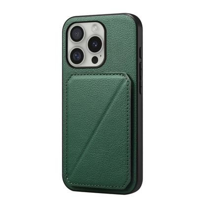 For iPhone 16 Pro Max D04 Calf Texture Dual Card Slot Holder Phone Case(Green) - iPhone 16 Pro Max Cases by buy2fix | Online Shopping UK | buy2fix