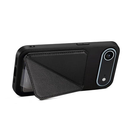 For iPhone Air D04 Calf Texture Dual Card Slot Holder Phone Case(Black) - iPhone Air Cases by buy2fix | Online Shopping UK | buy2fix
