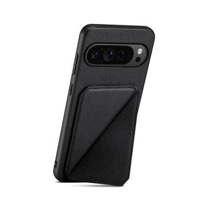 For Google Pixel 10 Pro / 10 D04 Calf Texture Dual Card Slot Holder Phone Case(Black) - Google Cases by buy2fix | Online Shopping UK | buy2fix