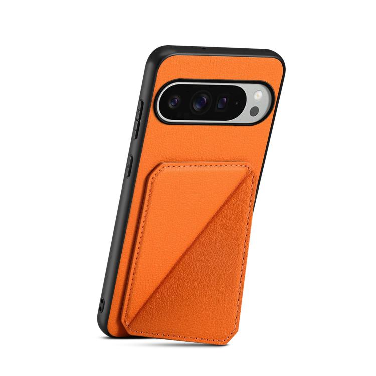 For Google Pixel 10 Pro XL D04 Calf Texture Dual Card Slot Holder Phone Case(Orange) - Google Cases by buy2fix | Online Shopping UK | buy2fix